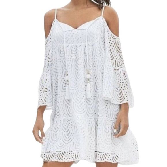 Lilly Pulitzer Alanna Cold Shoulder Mini Dress Womens XXS White Lace NWT $189 - Picture 1 of 13